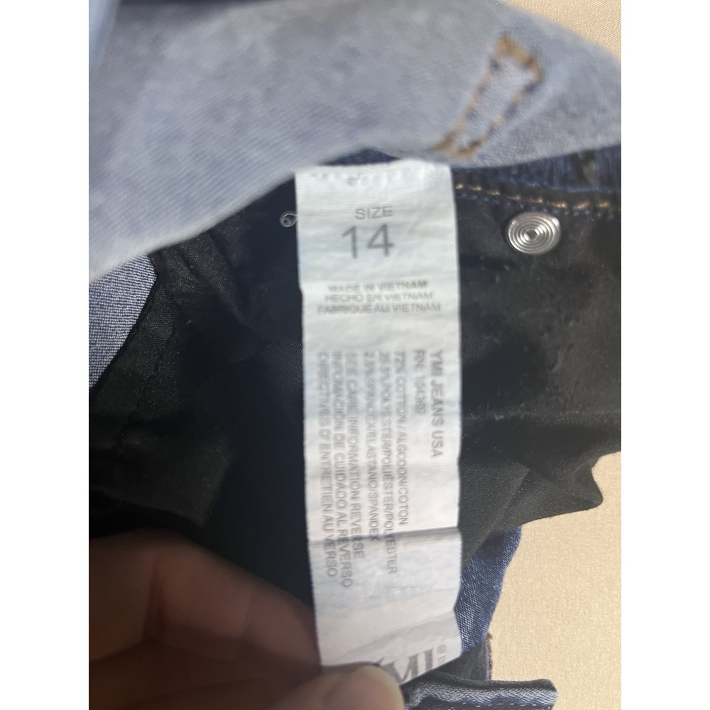 YMI Girl Bella Wide Leg Jeans Medium Wash Blue Denim Size 14 High Rise Stretch - Picture 3 of 4